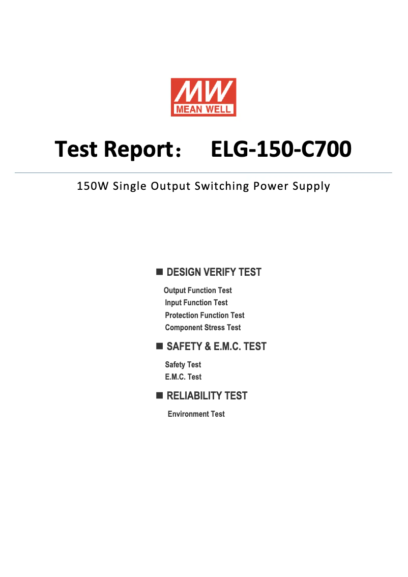 First page image of the manual for ELG-150-C700