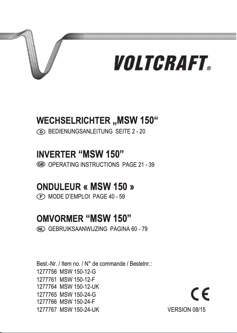 Page 1 of the manual User Manual Voltcraft MSW 150-24-F