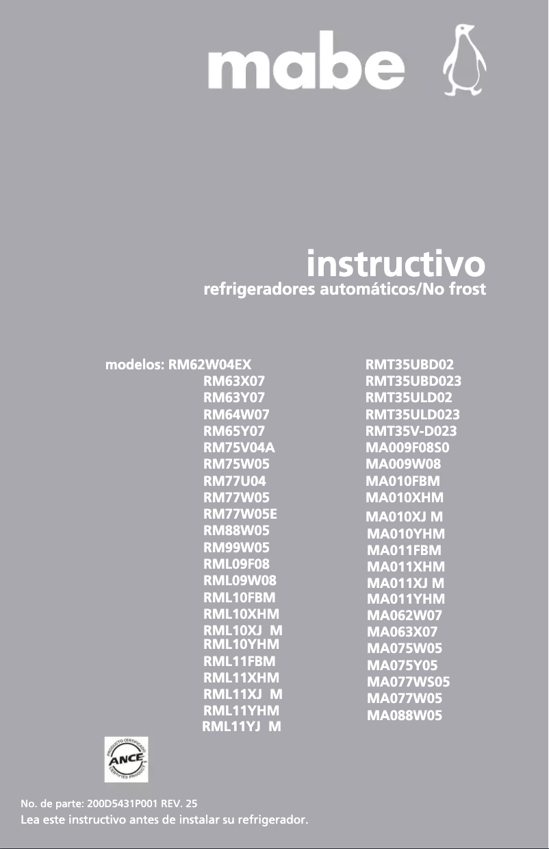 First page image of the manual for RM64W07