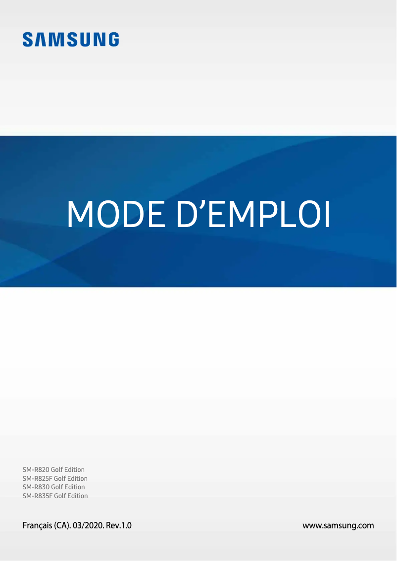 First page image of the manual for Galaxy Watch Active 2