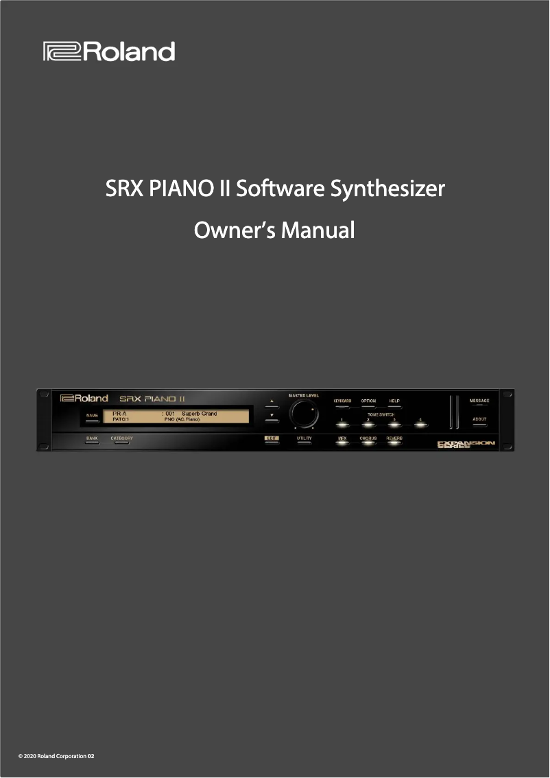 Page 1 of the manual User Manual Roland SRX PIANO II