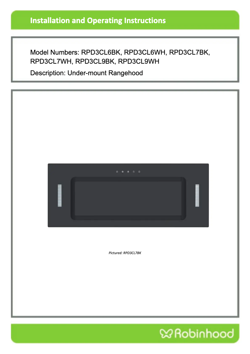 Page 1 of the manual User Manual Robinhood RPD 900