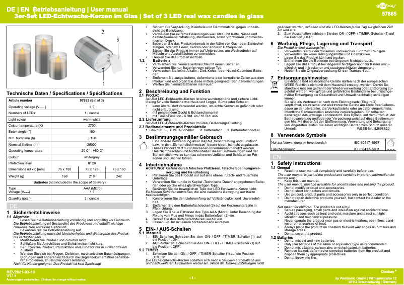 First page image of the manual for 57865