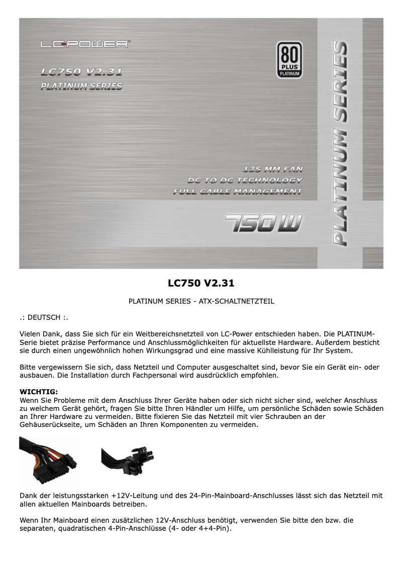 Page 1 of the manual User Manual LC-Power LC750 V2.31