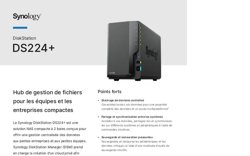 First page image of the manual for DiskStation DS224+