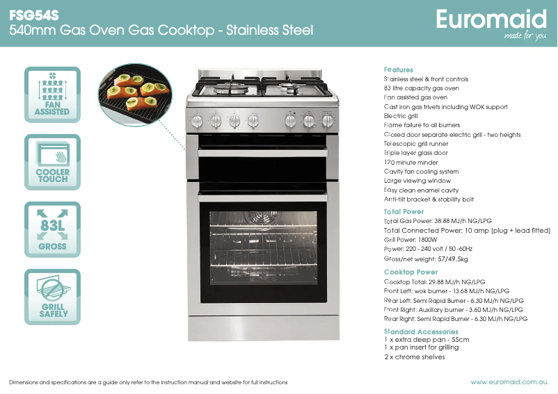 First page image of the manual for FSG54S