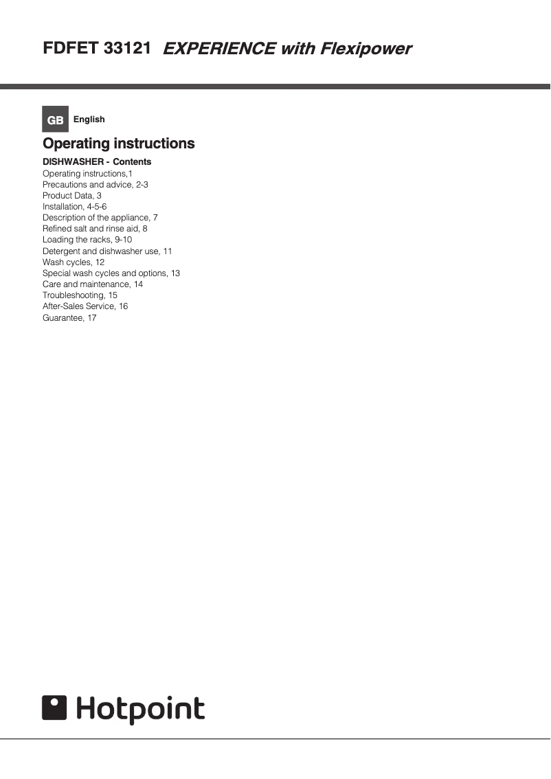 First page image of the manual for FDFET 33121 P Ecotech