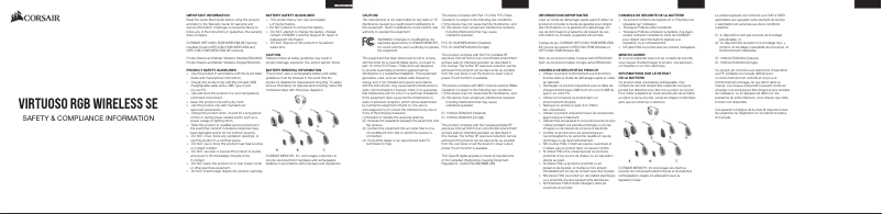 Page 1 of the manual Safety Instructions Corsair Virtuoso RGB Wireless