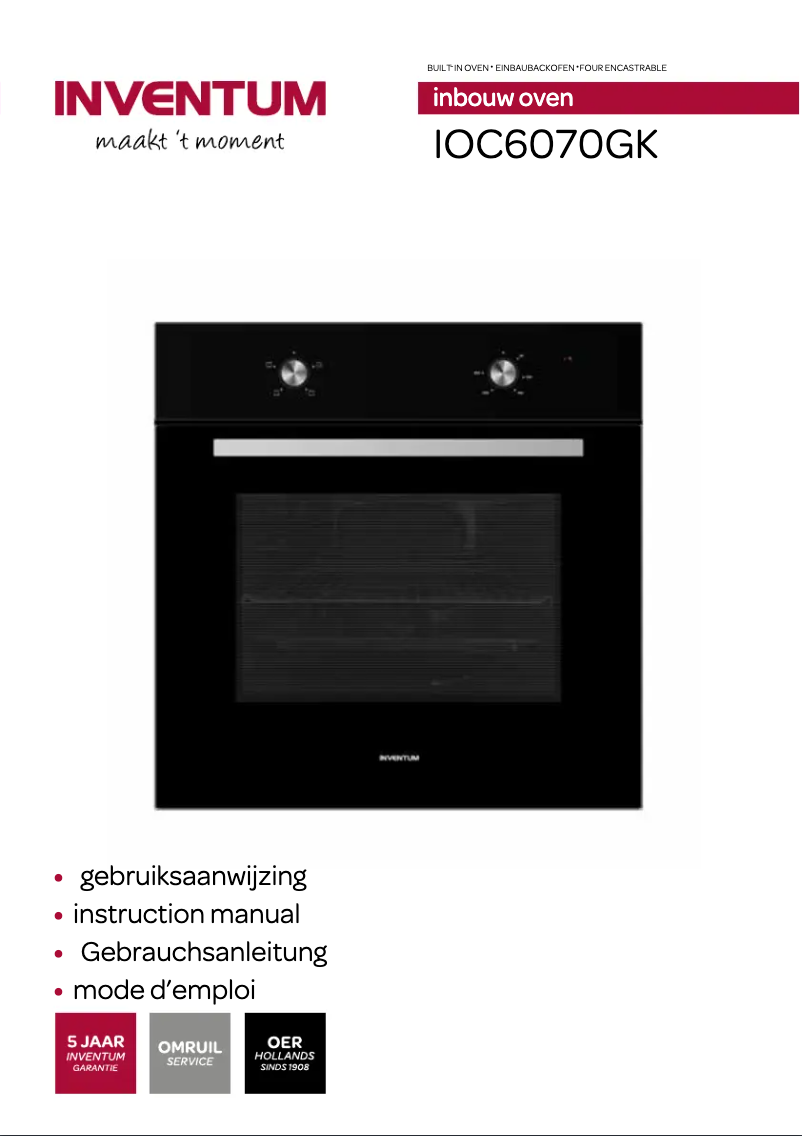 First page image of the manual for IOC6070GK