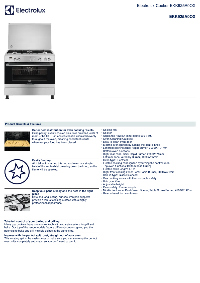 First page image of the manual for EKK925A0OX