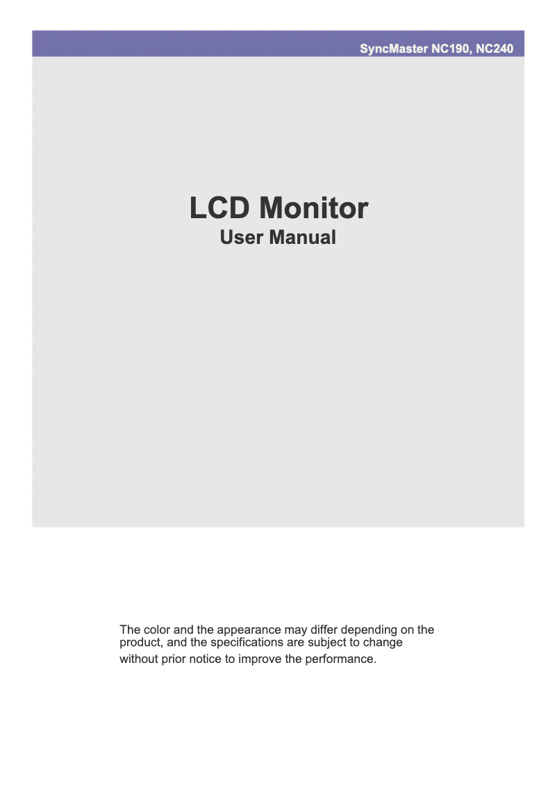 First page image of the manual for NC190-1