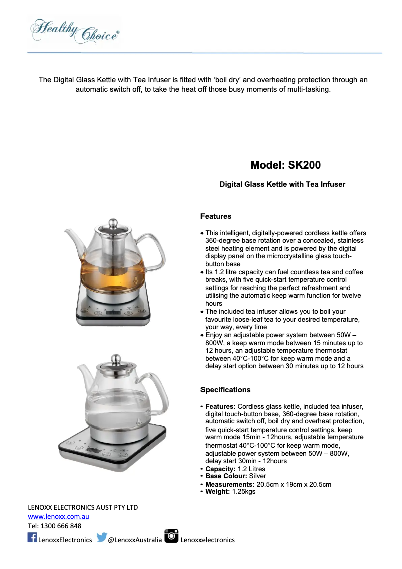 Page 1 of the manual User Manual Healthy Choice SK200