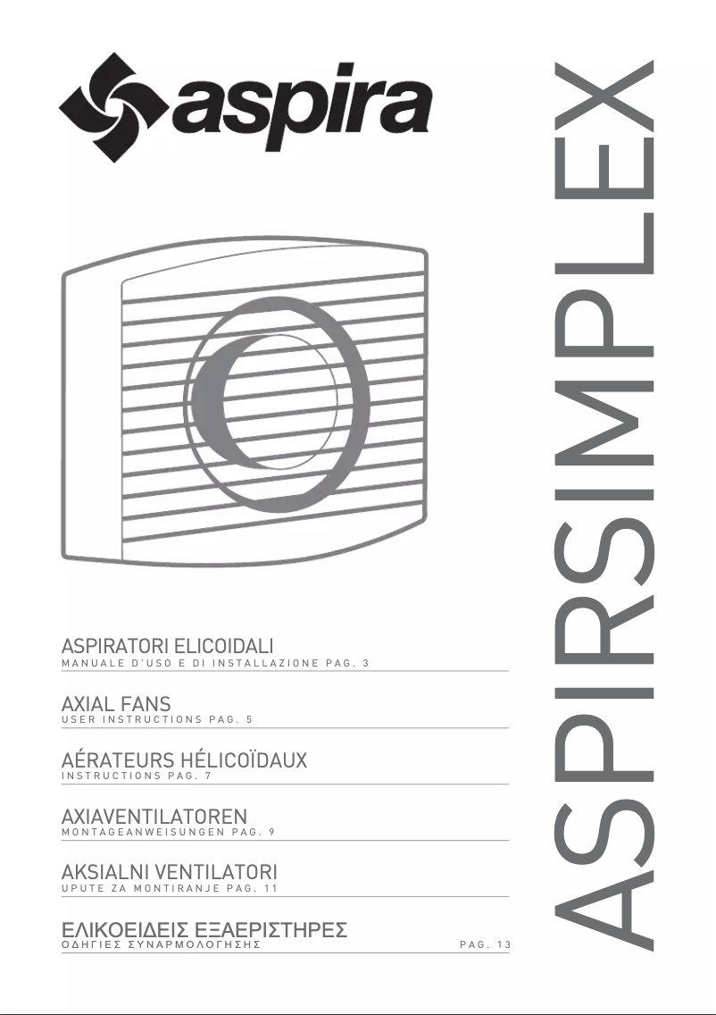 Page 1 of the manual User Manual Fantini Cosmi ASPIRSIMPLEX