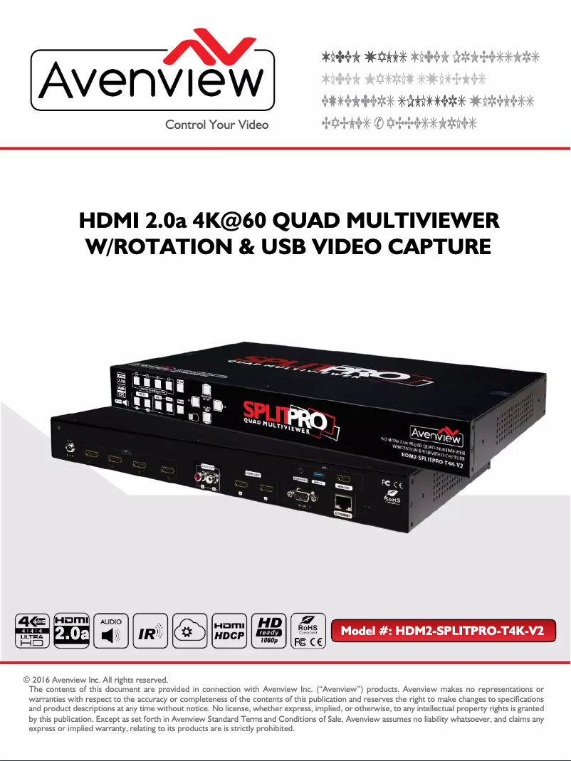 Image de la première page du manuel de l'appareil HDM2-SPLITPRO-T4K-V2