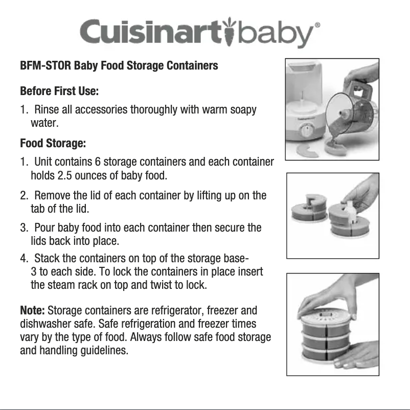 Page 1 of the manual User Manual Cuisinart Baby BFM-STOR