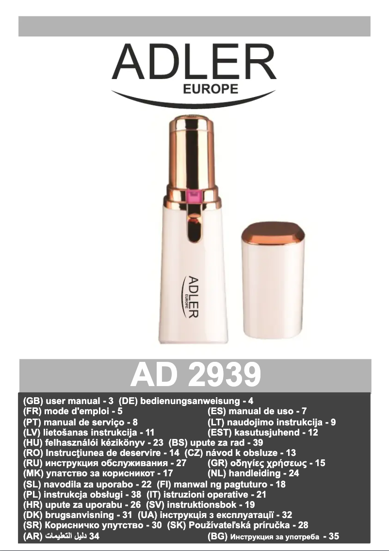 Page 1 of the manual User Manual Adler AD 2939