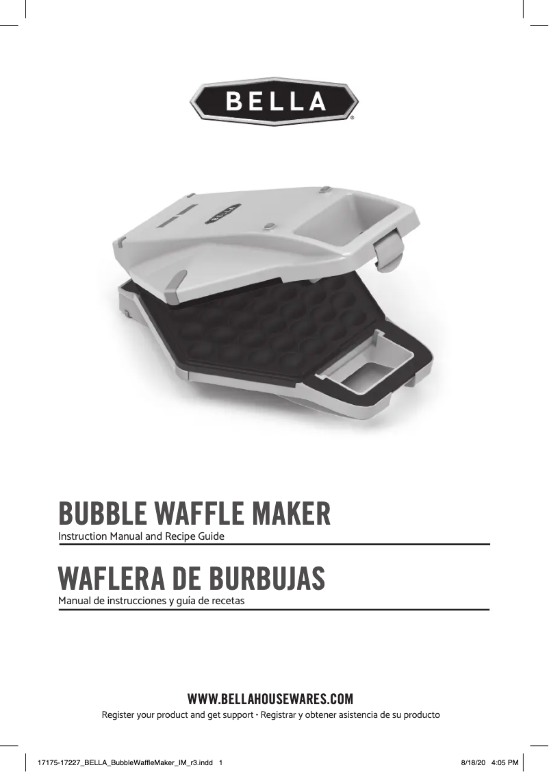 First page image of the manual for Bubble Waffle Maker