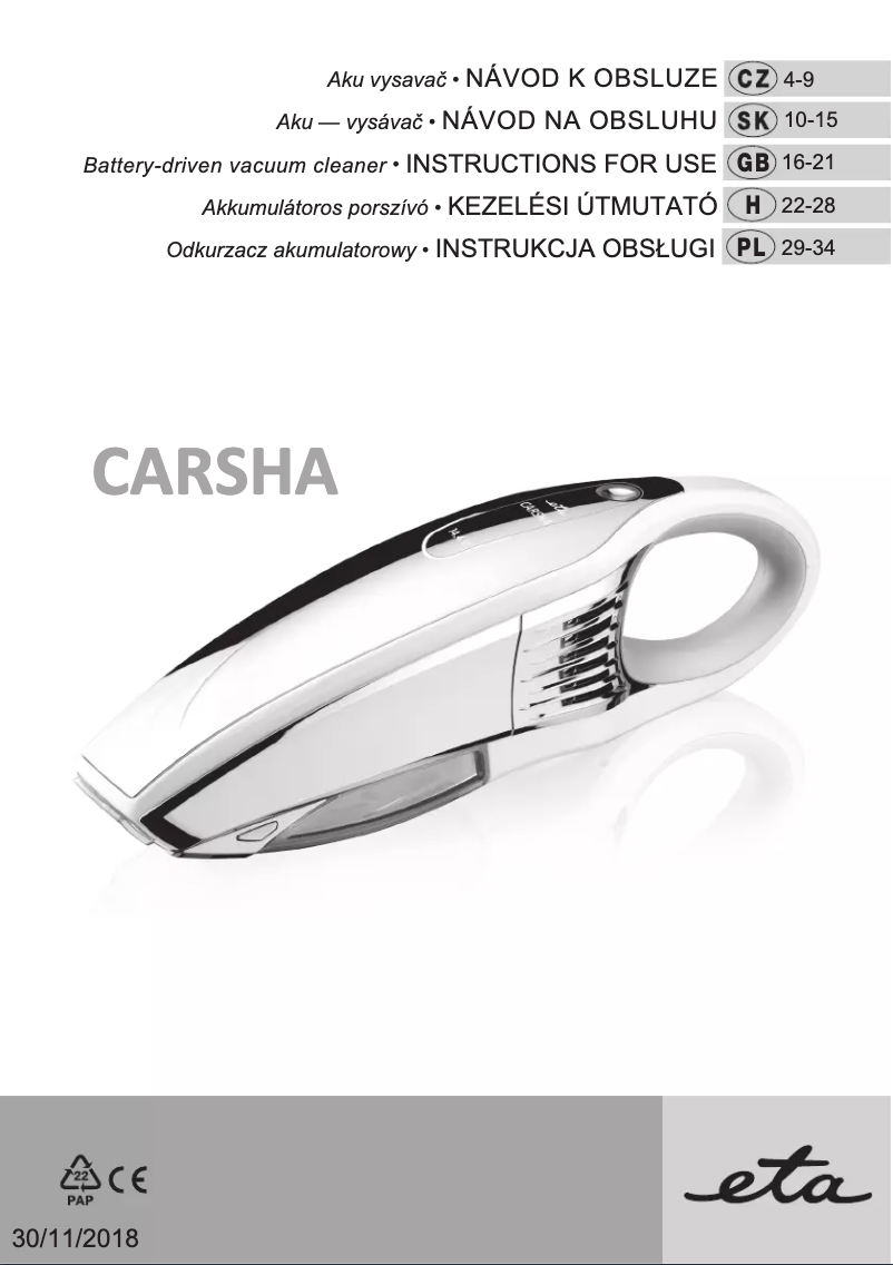 First page image of the manual for Carsha 1424 90000