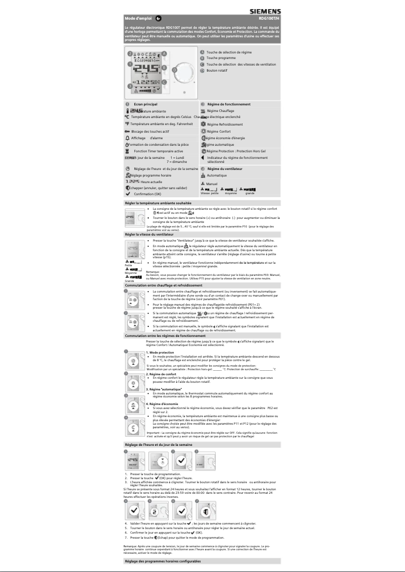 Page 1 of the manual User Manual Siemens RDG100T