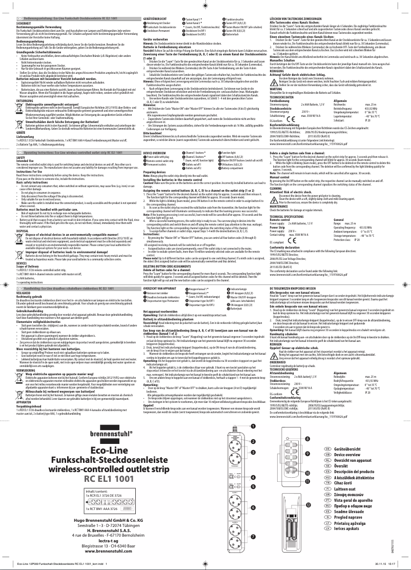 Image de la première page du manuel de l'appareil RC EL1 1001