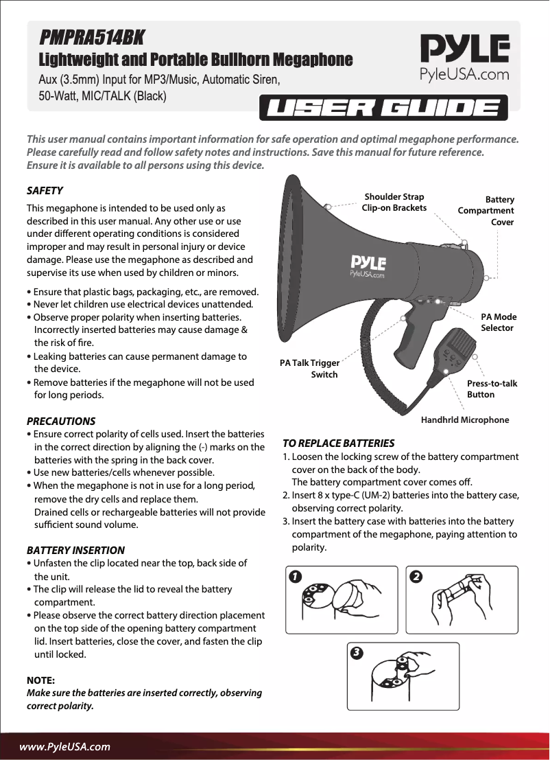 Page 1 de la notice Manuel utilisateur Pyle PMPRA514BK