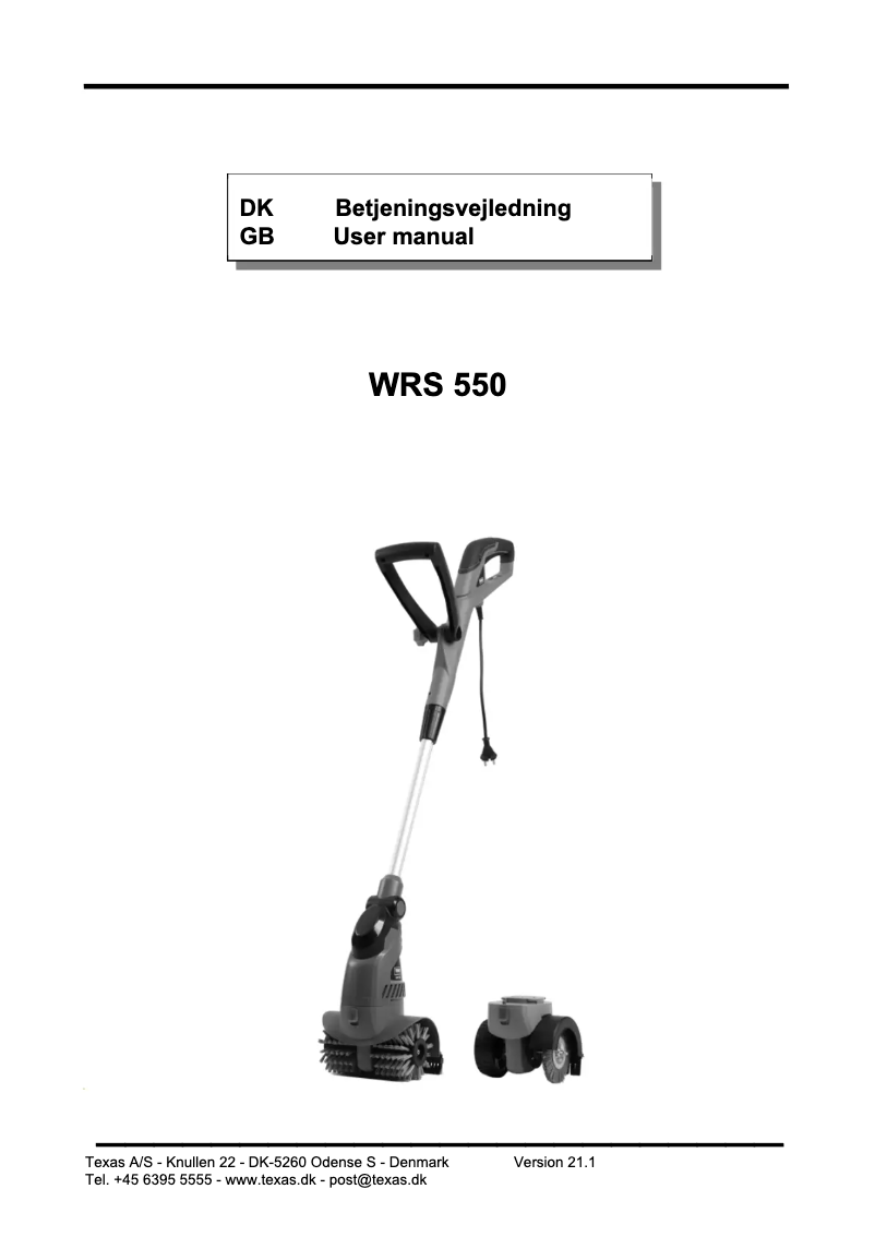 First page image of the manual for WRS550