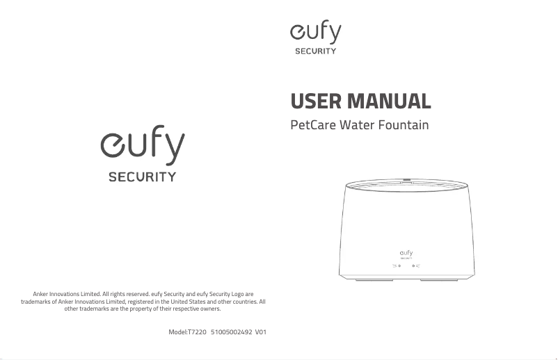 Page 1 of the manual User Manual Eufy PetCare Water Fountain