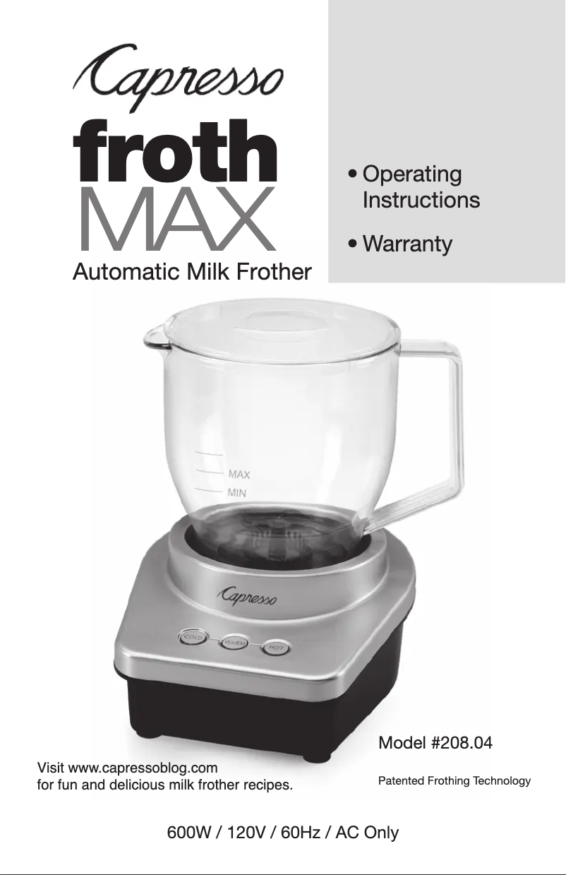 Page 1 of the manual User Manual Capresso MAX