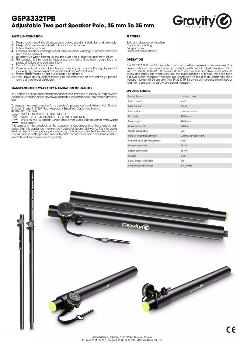 First page image of the manual for GSP3332TPB