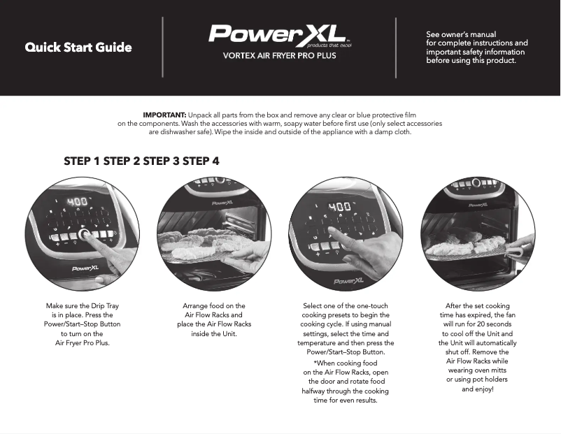 First page image of the manual for Vortex Air Fryer Pro Plus CM-006