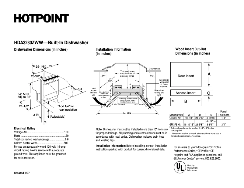 First page image of the manual for HDA3230ZWW