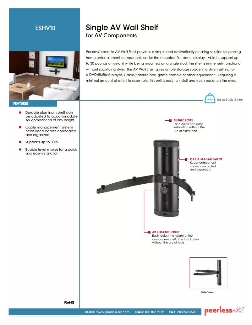 Page 1 of the manual User Manual Peerless-AV ESHV10