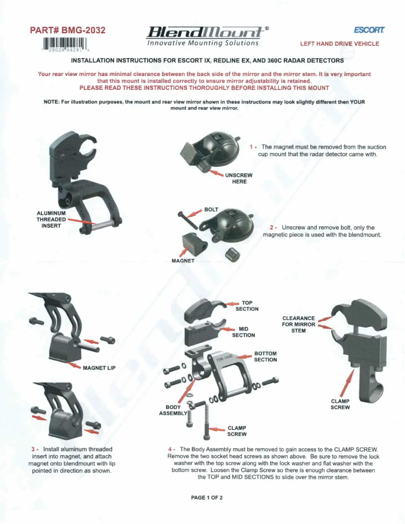 Page 1 of the manual User Manual BlendMount BMG-2032