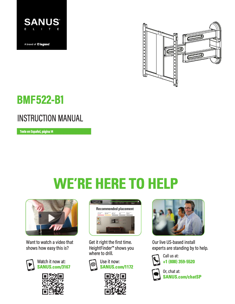 Page 1 of the manual User Manual Sanus BMF522-B1