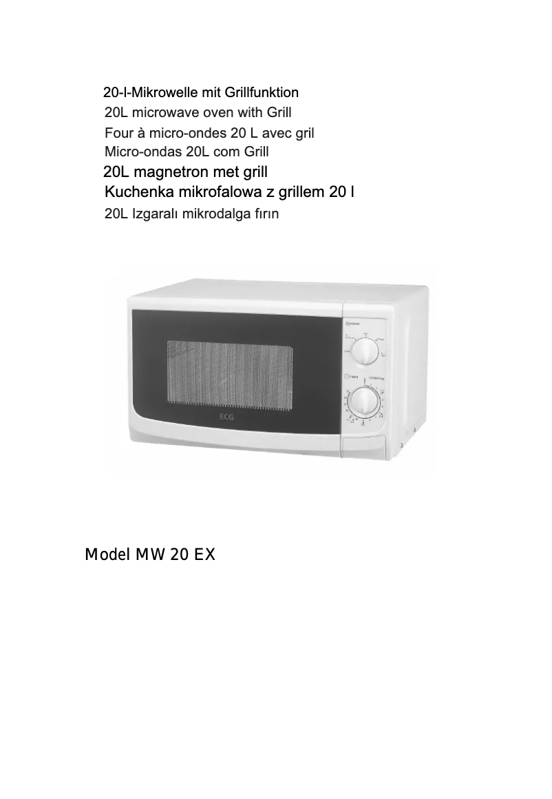 Page 1 of the manual User Manual Midea MW20EX