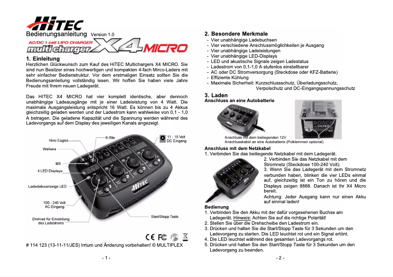 First page image of the manual for X4 Micro