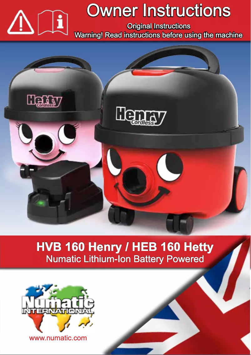Page 1 of the manual User Manual Numatic Henry Cordless HVB160