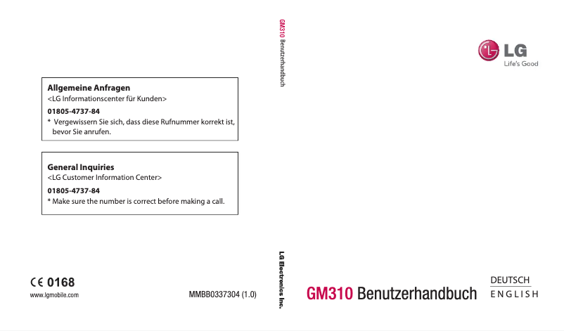 Page 1 of the manual User Manual LG GM310