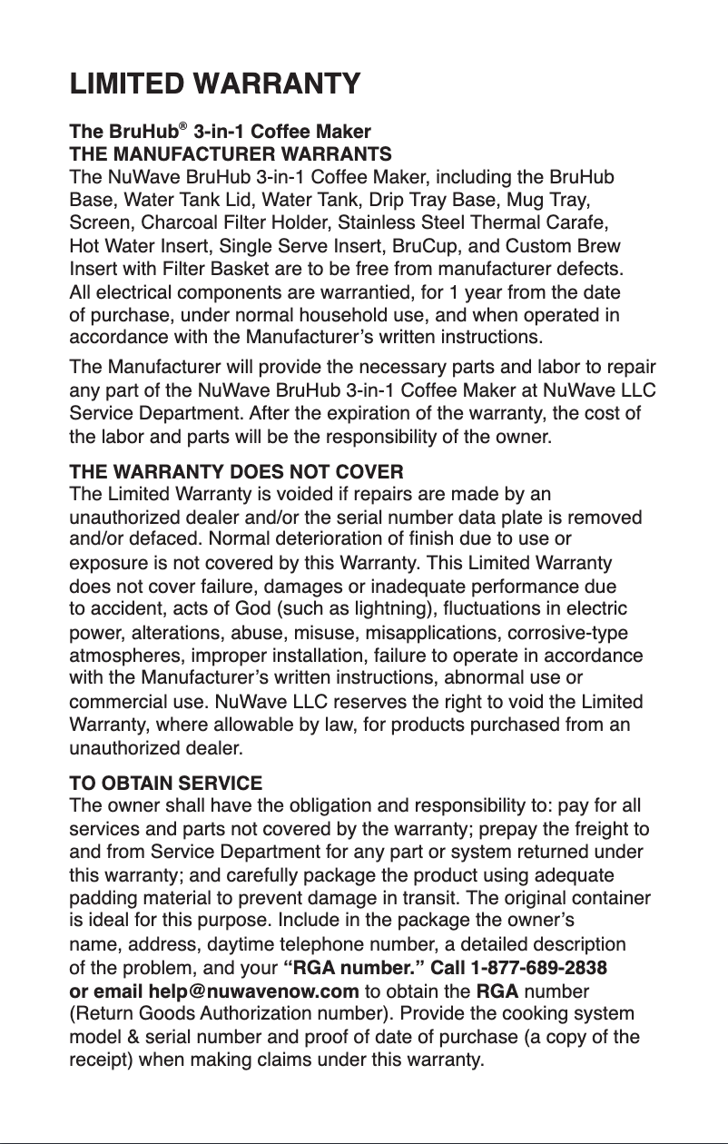 First page image of the manual for BruHub