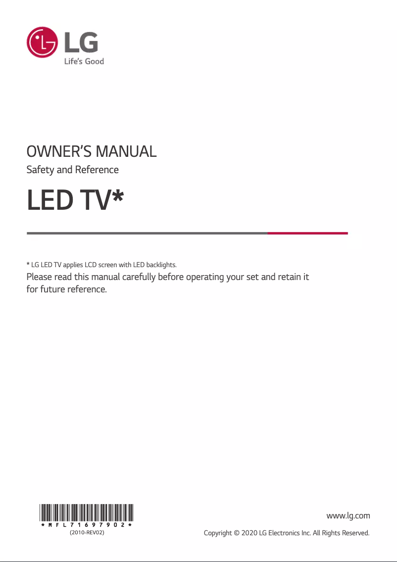 First page image of the manual for 65US762H