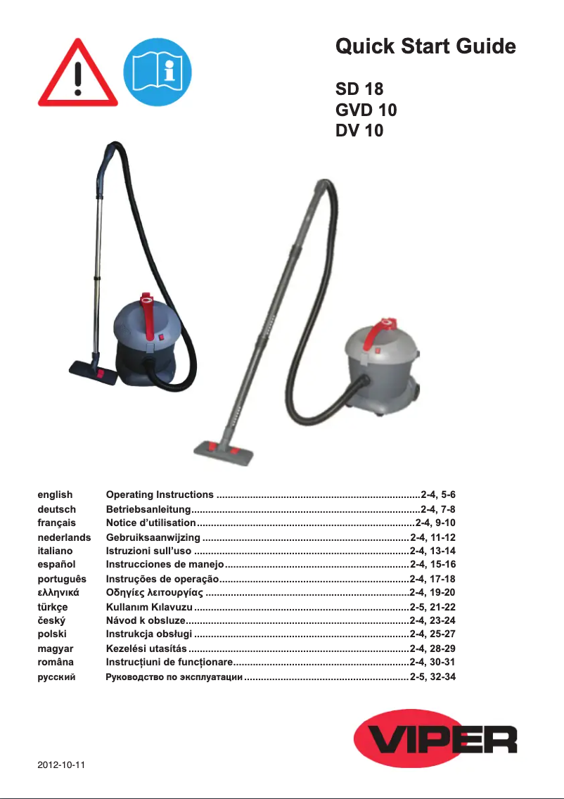Page 1 of the manual User Manual Nilfisk Viper SD18