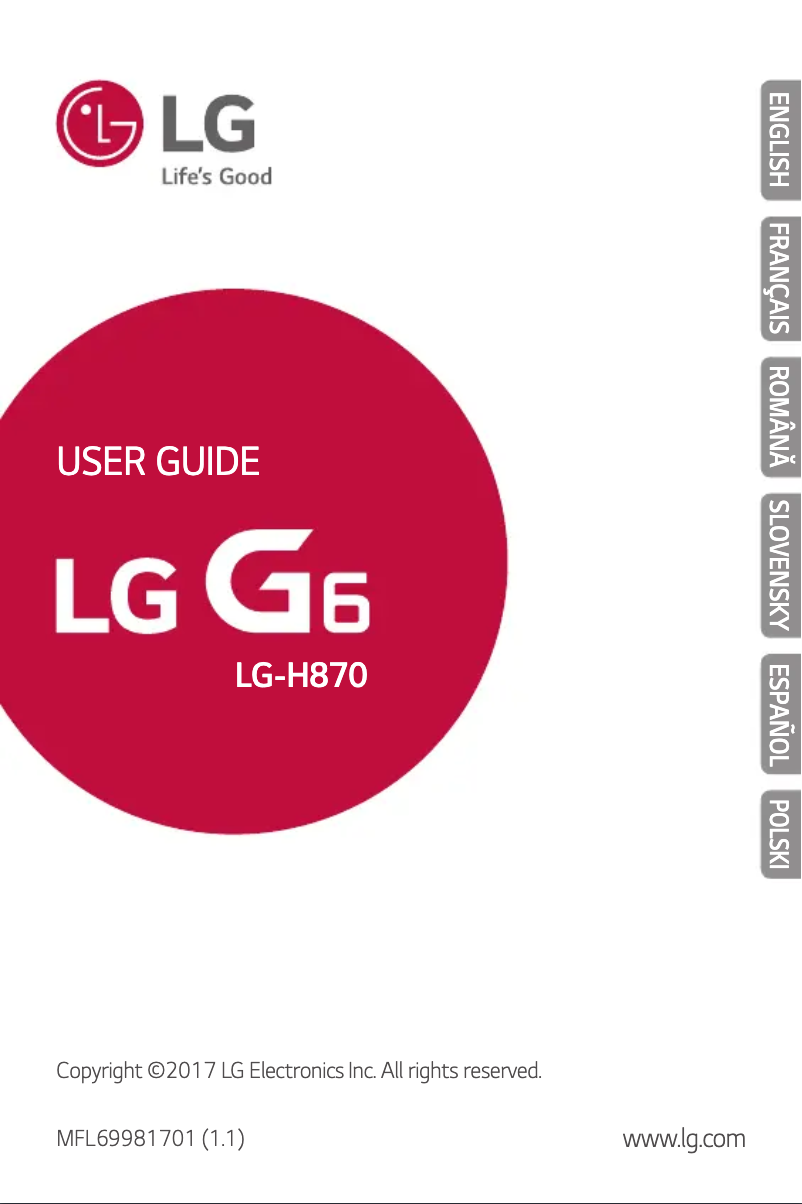 First page image of the manual for LG-H870