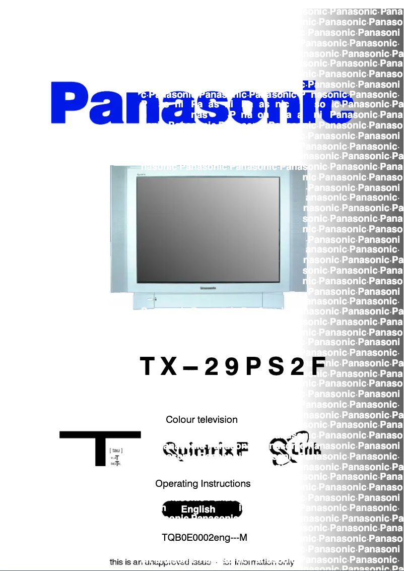 First page image of the manual for TX-29PS2F