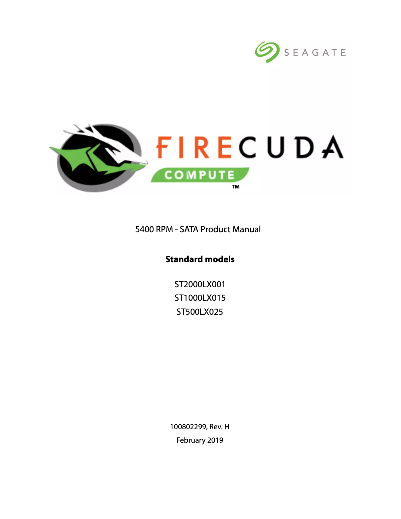 Image de la première page du manuel de l'appareil Firecuda ST2000LX001