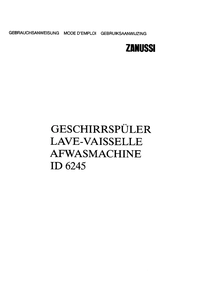 Page 1 of the manual User Manual Zanussi ID 6245