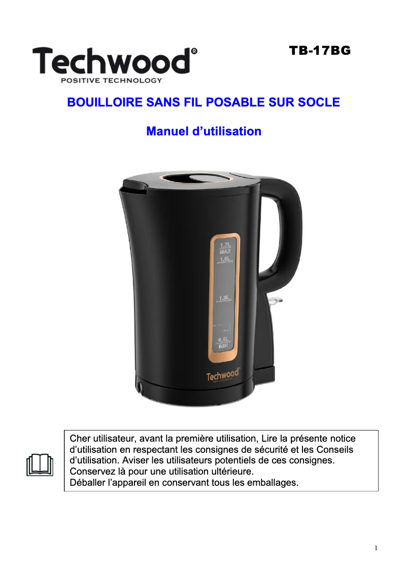 First page image of the manual for TB-1771