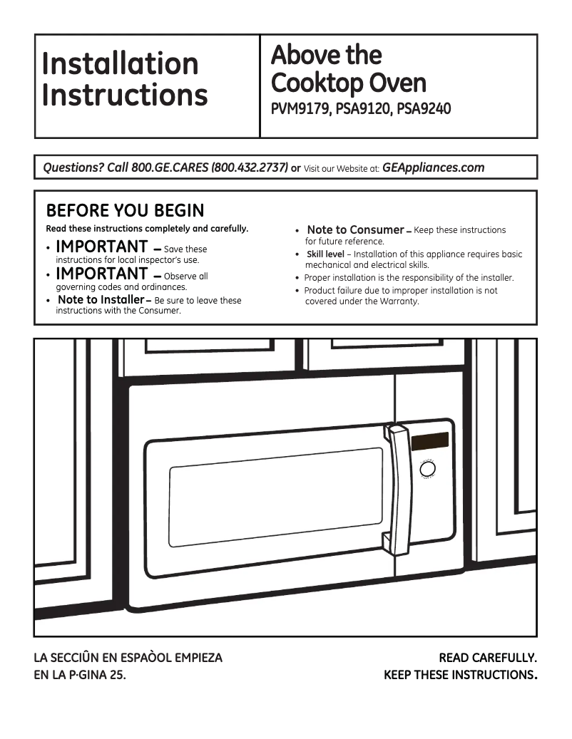 Page 1 of the manual Installation Guide GE Profile PSA9240DFWW