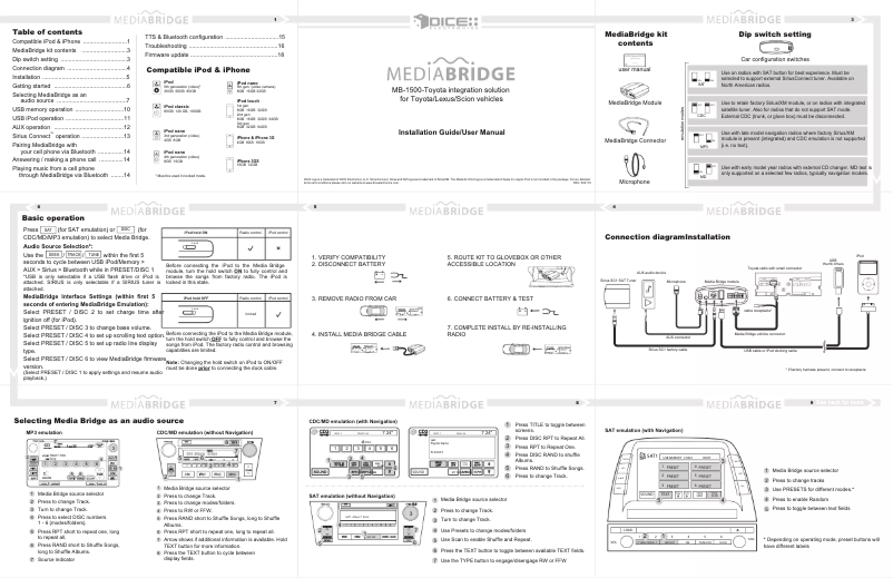 First page image of the manual for MB1500-Toyota