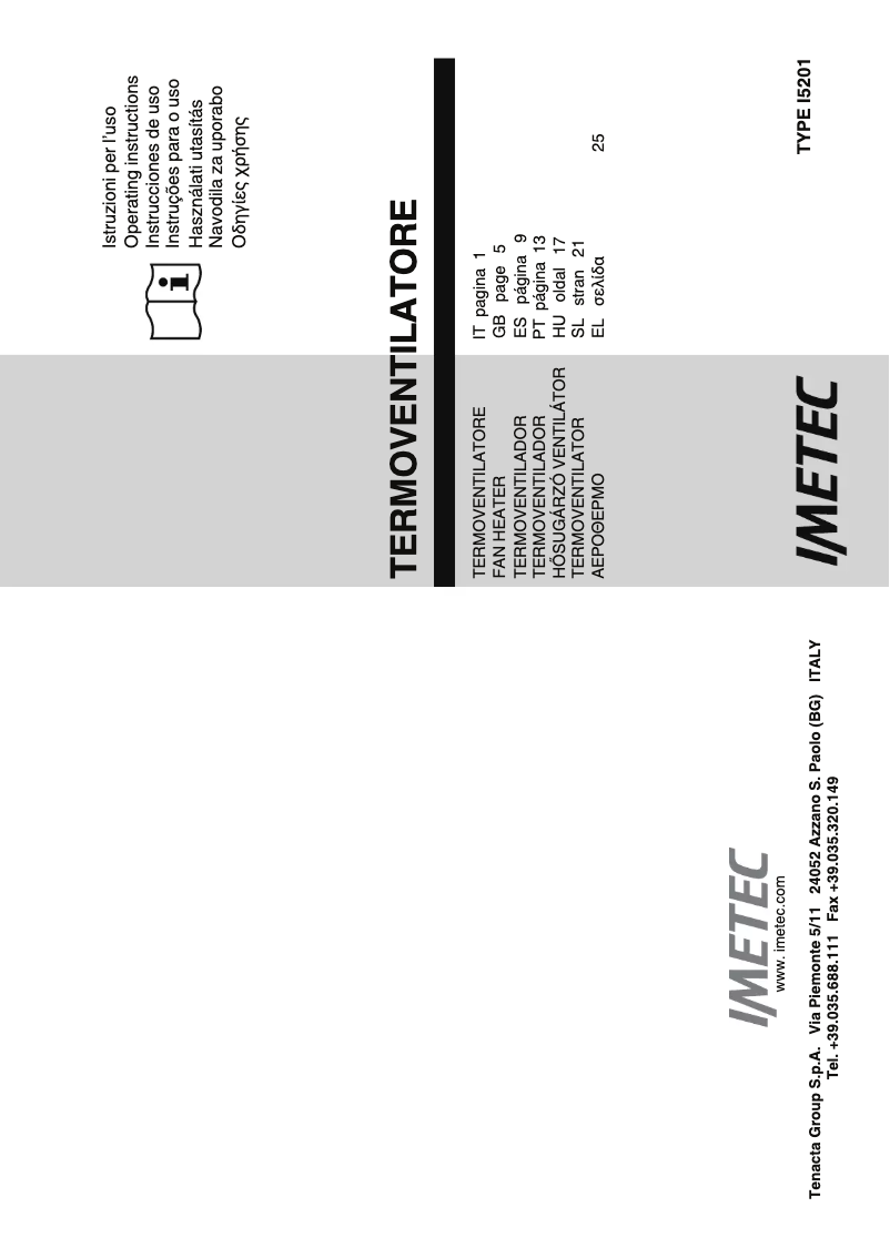 Page 1 of the manual User Manual Imetec I5201