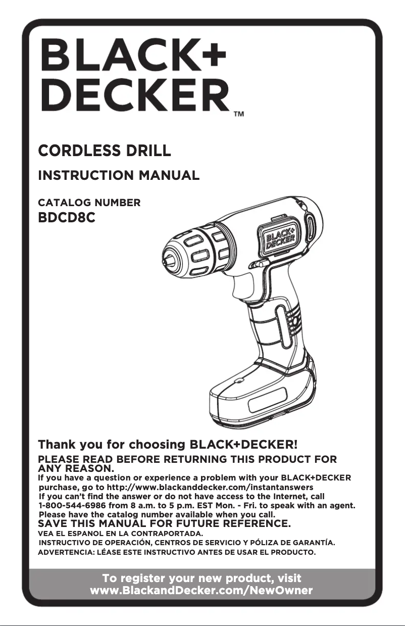 Page 1 of the manual User Manual Black & Decker BDCD8C